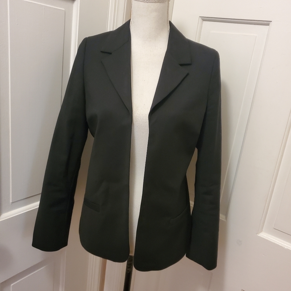 Longchamp Black Open Front Fully Lined Blazer Size 36 = US Size 6, classic